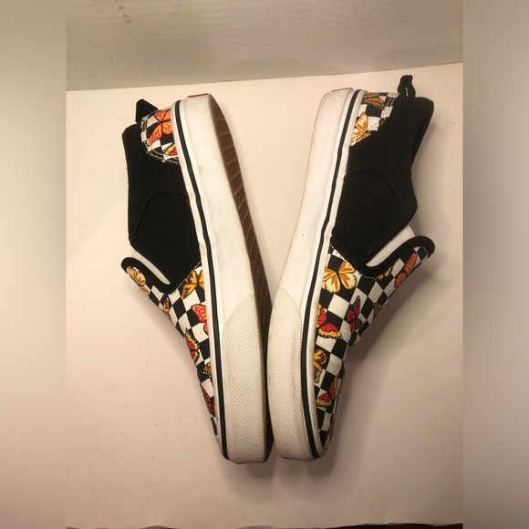 Vans Kids Slip-On Butterfly Checkered Shoes - Black and Multicolor - Picture 12 of 16